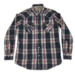 Coastal Pearl Snap Western Shirt Long Sleeve Men's M Medium 42" Plaid Pockets